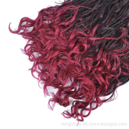 100g 24" box braids with curly ends crochet braid hair pre looped twist